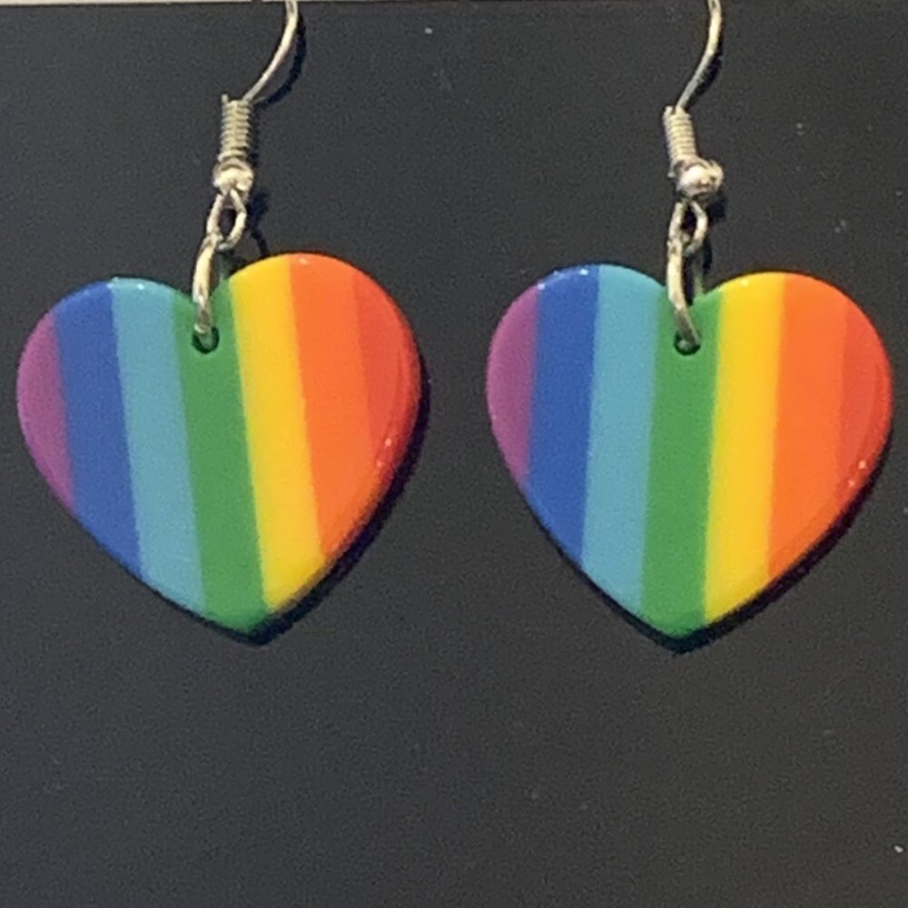 Pride Earring, Gay Pride Earring, Rainbow Earring, Heart Earring, Love Earring